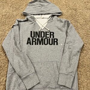 Under Armour Light Gray Pullover Hoodie with Black Logo